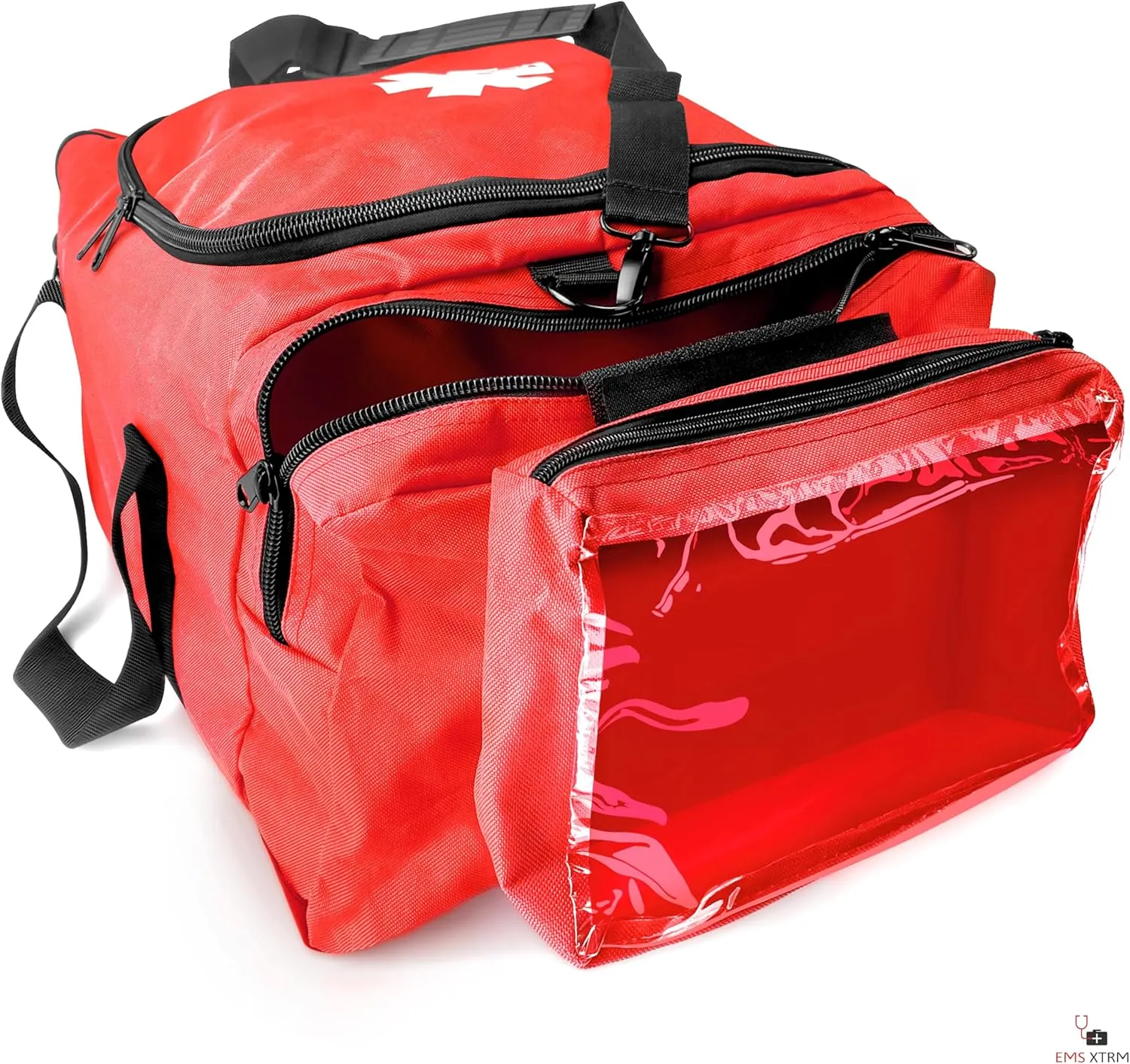 Large EMT Bag - Spacious, Multi-Compartment Medical Bag, Empty First Aid Bag for EMS, Hospitals, and Rescue Teams, Durable and Water-Resistant (Red)