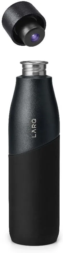 LARQ Bottle Movement PureVis 32 oz- Lightweight Self-Cleaning and Non-Insulated Stainless Steel Water Bottle with UV Water Purifier | Reusable & Travel Friendly, 1-Year Warranty, Black/Onyx