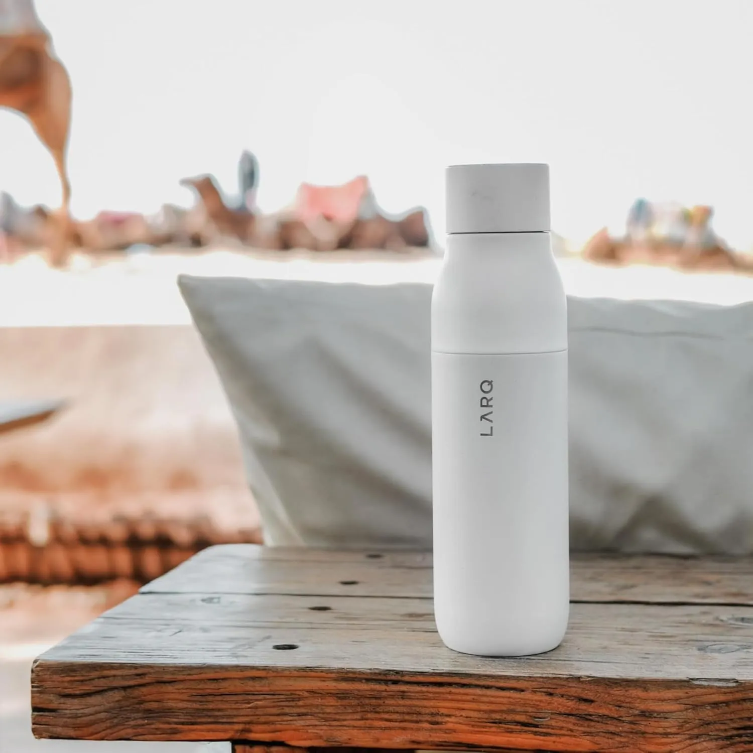 LARQ Bottle PureVis 25 oz - Self-Cleaning and Insulated Stainless Steel Water Bottle with UV Water Purifier and Award-winning Design | Reusable & Travel Friendly, Granite White