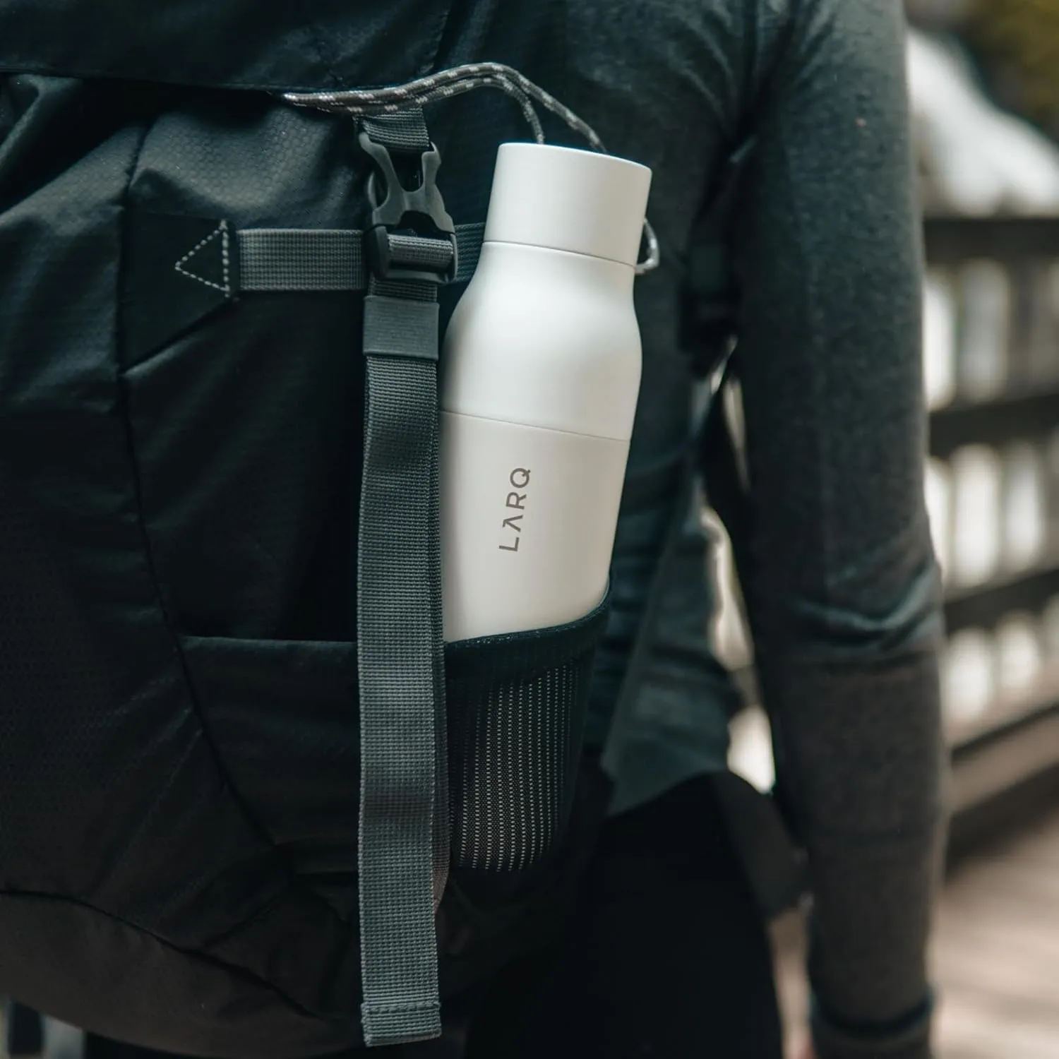 LARQ Bottle PureVis 25 oz - Self-Cleaning and Insulated Stainless Steel Water Bottle with UV Water Purifier and Award-winning Design | Reusable & Travel Friendly, Granite White