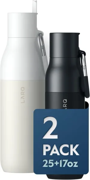 LARQ Bundle Set Bottle Filtered Insulated Water Bottle 17oz   25oz | Reusable Bottles, Travel Friendly, BPA free