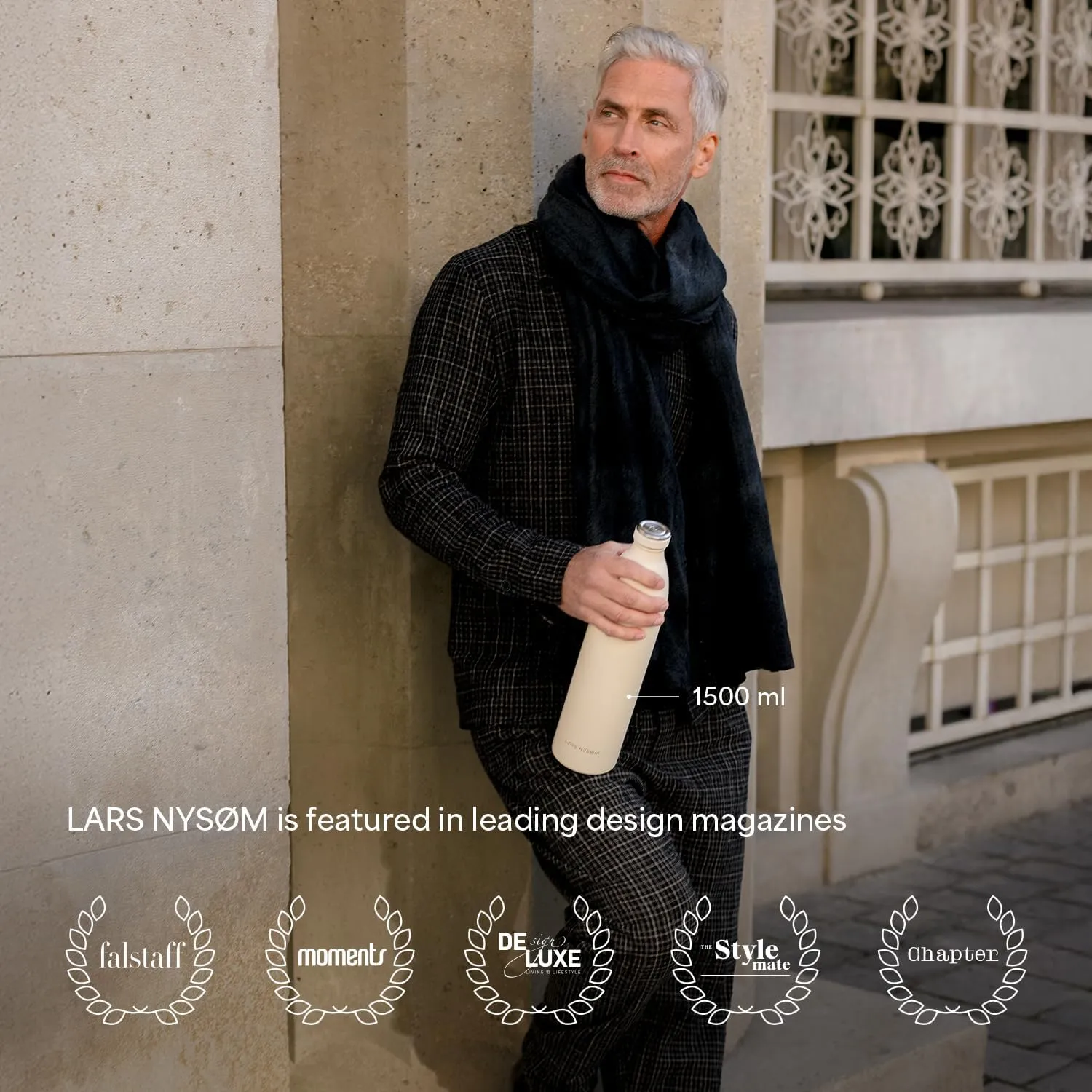 LARS NYSØM Stainless Steel Insulated Water Bottle 12oz 17oz 25oz 34oz 51oz | Insulated Thermo Flask for Hot and Cold Beverages | Leakproof Drinking Bottle (Berry Red, 25.4oz)