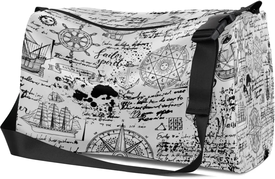 Leather Sport Gym Bag Diary of The Voyage Weekender Bag for Women and Men Carry On Bag Adventurer Travel Duffel Bag