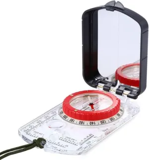 LED Light Luminous Compass with Mirror & Ruler, Waterproof Anti-Shock Multifunctional Hiking Compass for Camping & Climbing