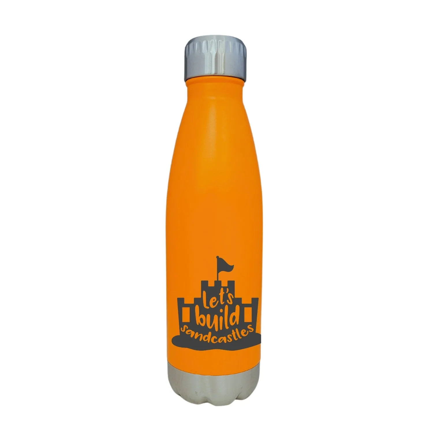 Lets Build Sandcastles Beach Theme Orange 17oz Water Bottle LA5131