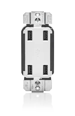 Leviton USB4P-W 4.2-Amp High Speed 4-Port USB Charger, White