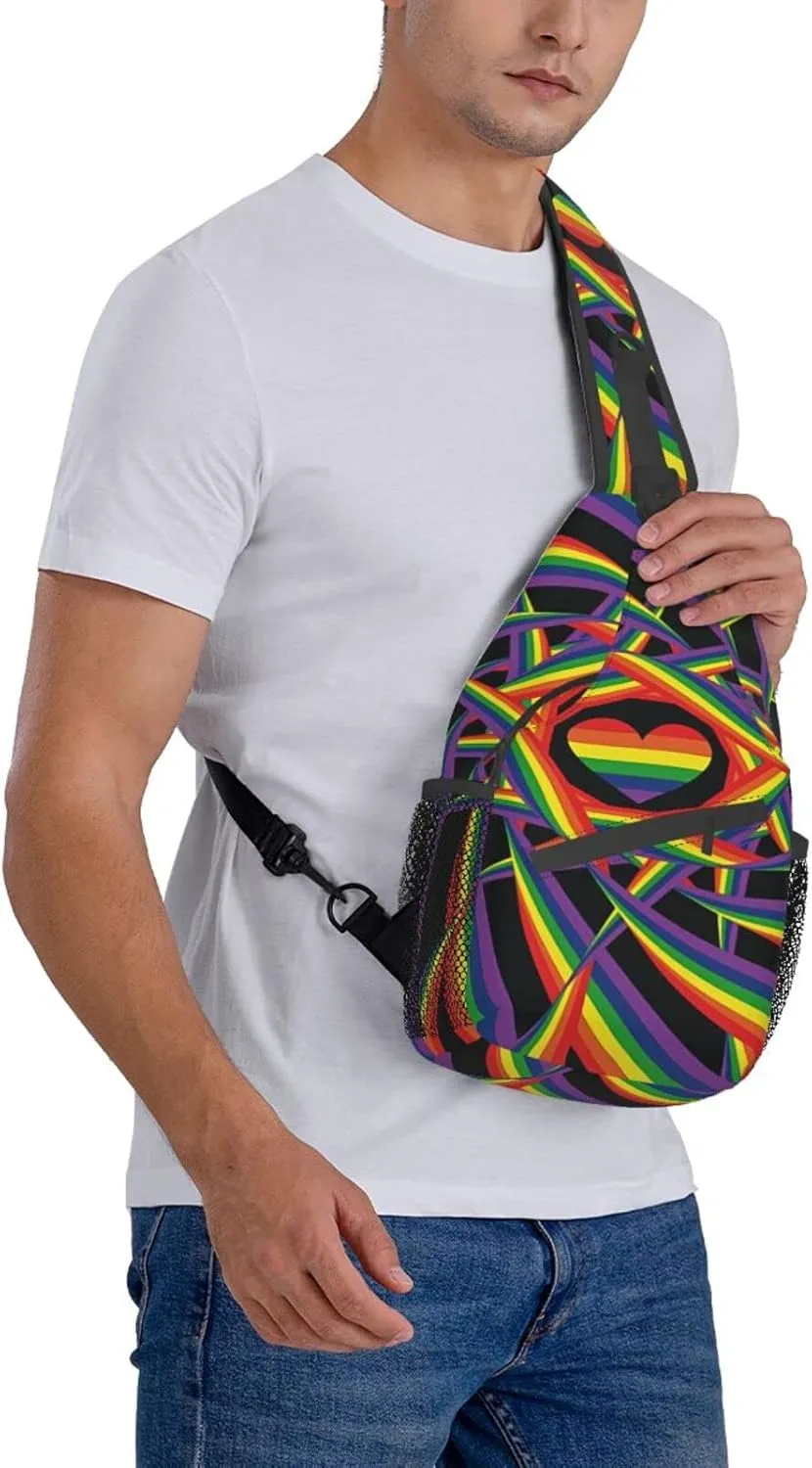 LGBT Gay Pride Sling Bag,Multipurpose Crossbody Backpack Shoulder Chest Bag for Women Men Travel Hiking Daypack