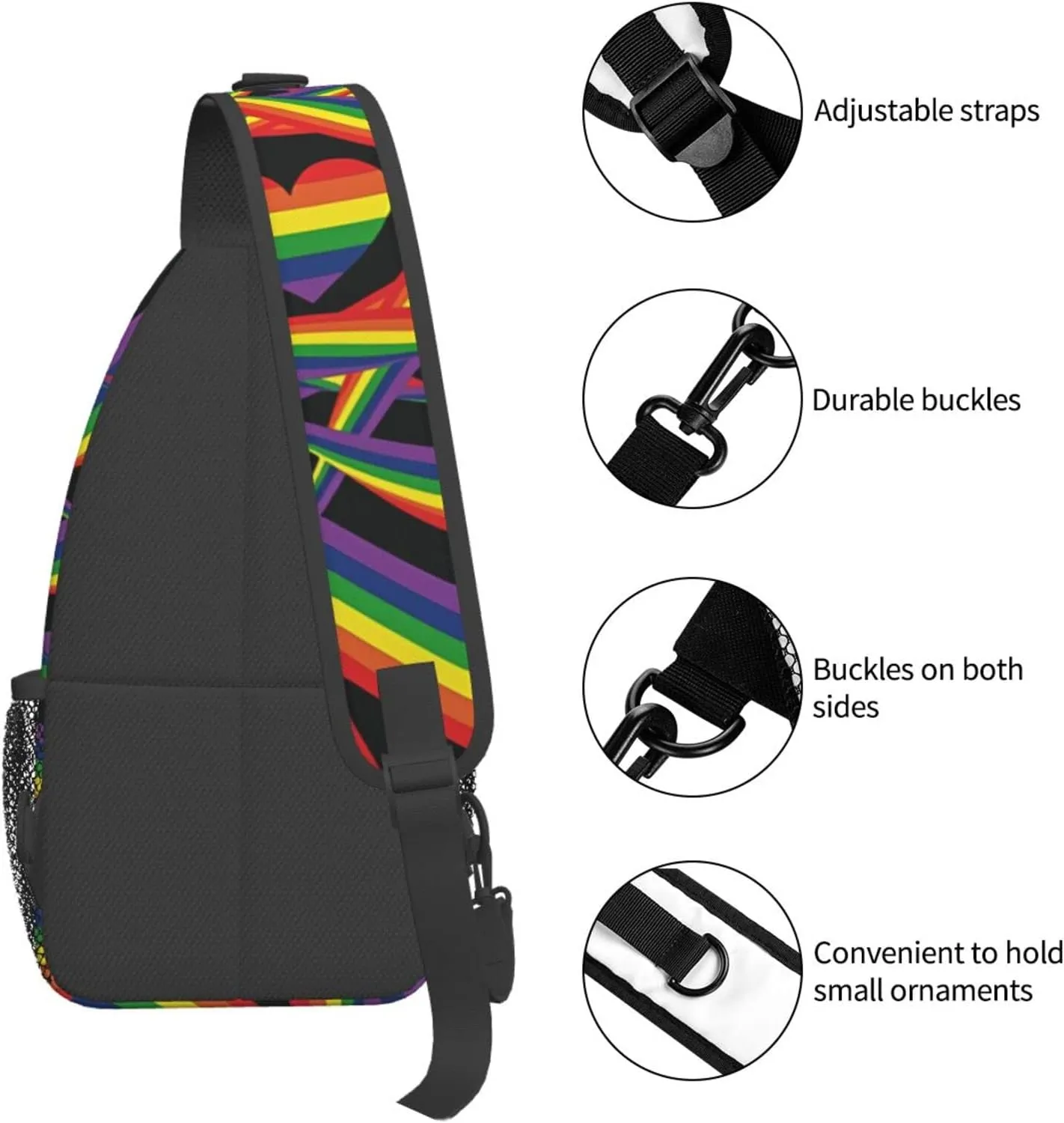 LGBT Gay Pride Sling Bag,Multipurpose Crossbody Backpack Shoulder Chest Bag for Women Men Travel Hiking Daypack