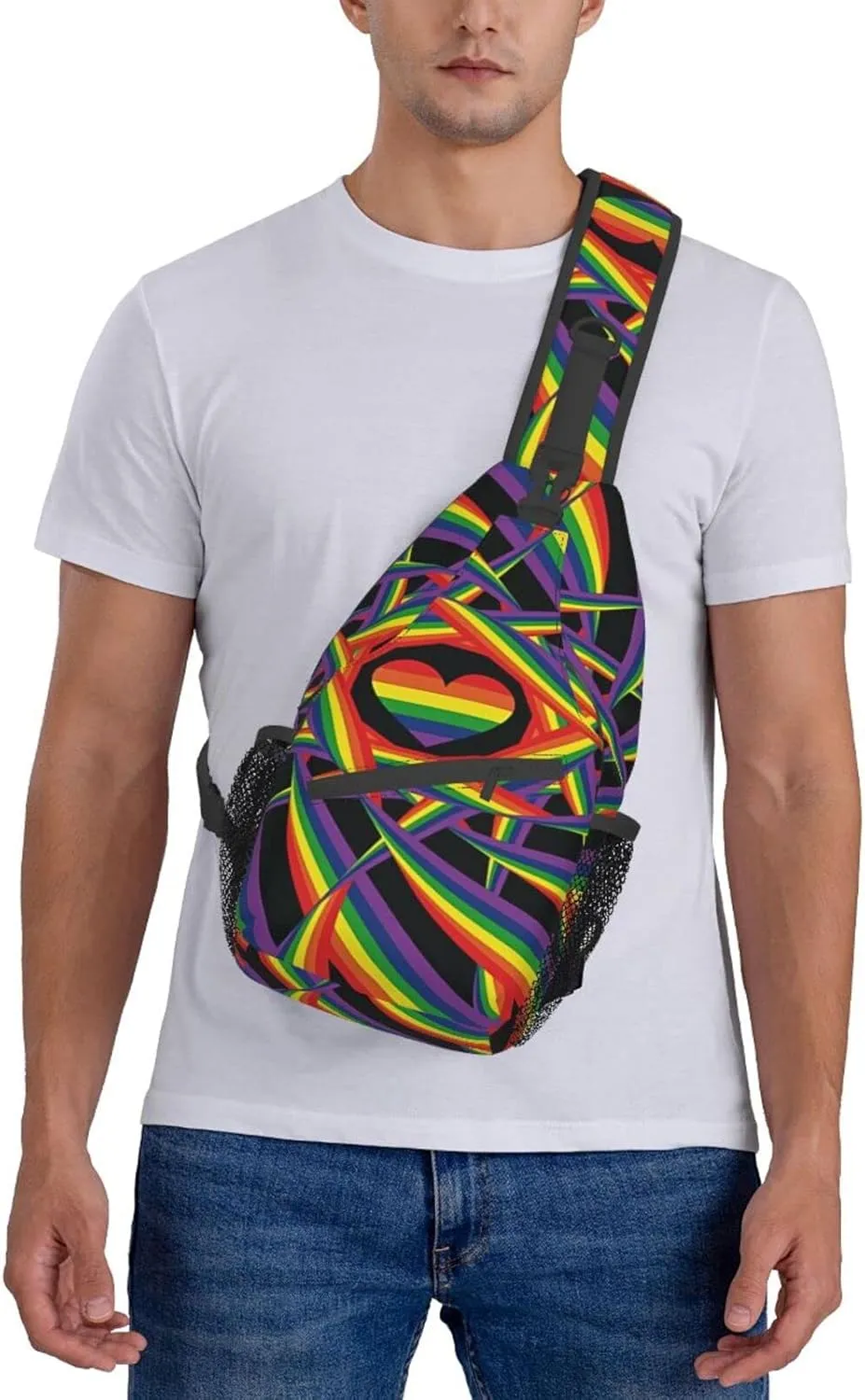 LGBT Gay Pride Sling Bag,Multipurpose Crossbody Backpack Shoulder Chest Bag for Women Men Travel Hiking Daypack