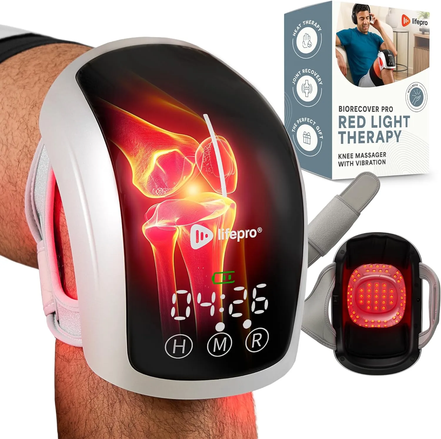 LifePro Red Light Therapy Knee Brace - Portable Infrared Device for Pain Relief, Stiffness, and Recovery - Ideal Knee Massager for Athletes and Active Lifestyles