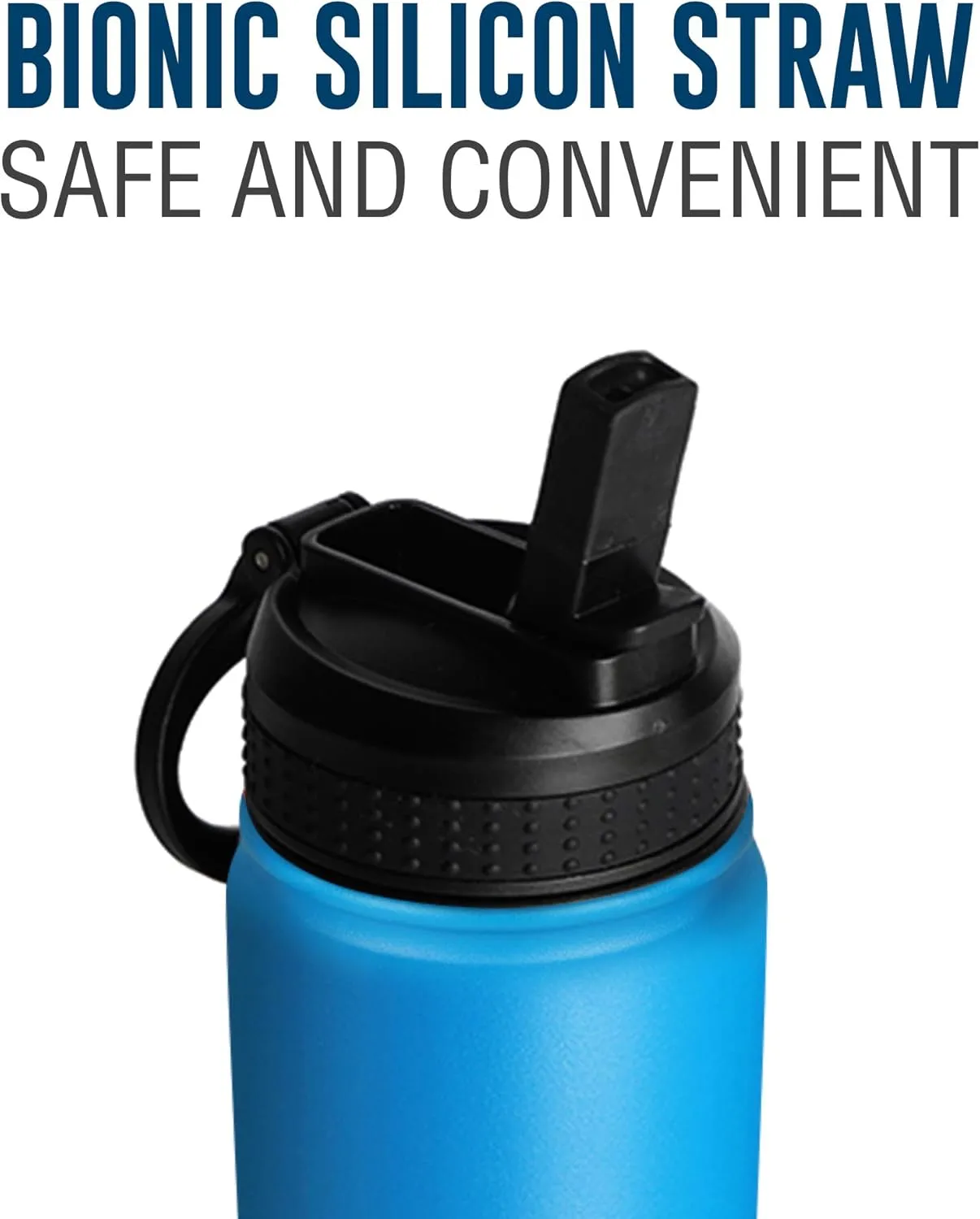 Life's Easy Stainless Steel Insulated Water Bottle - Sports Water Bottle w/Loop Handle Bionic Silicone Straw Lid - Vacuum Flask for Hot and Cold Drinks - Great for School, Travel & More (Blue, 18 oz)