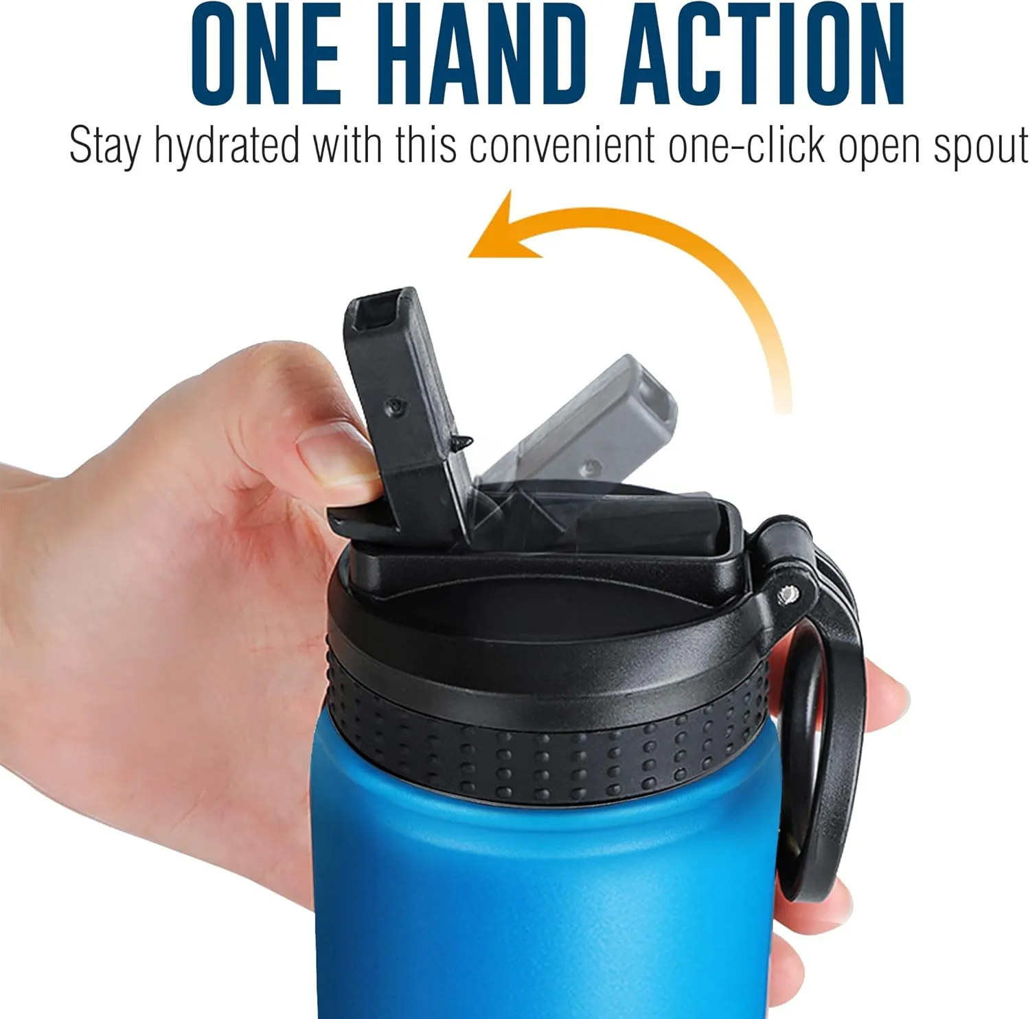 Life's Easy Stainless Steel Insulated Water Bottle - Sports Water Bottle w/Loop Handle Bionic Silicone Straw Lid - Vacuum Flask for Hot and Cold Drinks - Great for School, Travel & More (Blue, 18 oz)