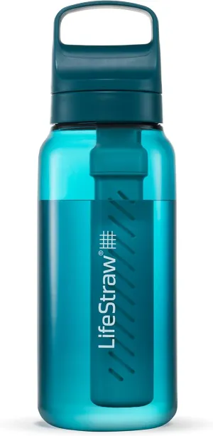 LifeStraw Go Series – BPA-Free Water Filter Bottle for Travel and Everyday use removes Bacteria, parasites and microplastics, Improves Taste, 1L Laguna Teal