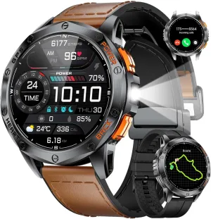 LIGE GPS Sports Smart Watch for Men, LED Flashlight/Compass/45 Days Battery/IP68 Waterproof 1.43'' AMOLED Smartwatch, 100  Sports Modes Fitness Tracker Watch, Rugged Smart Watches for Android iOS