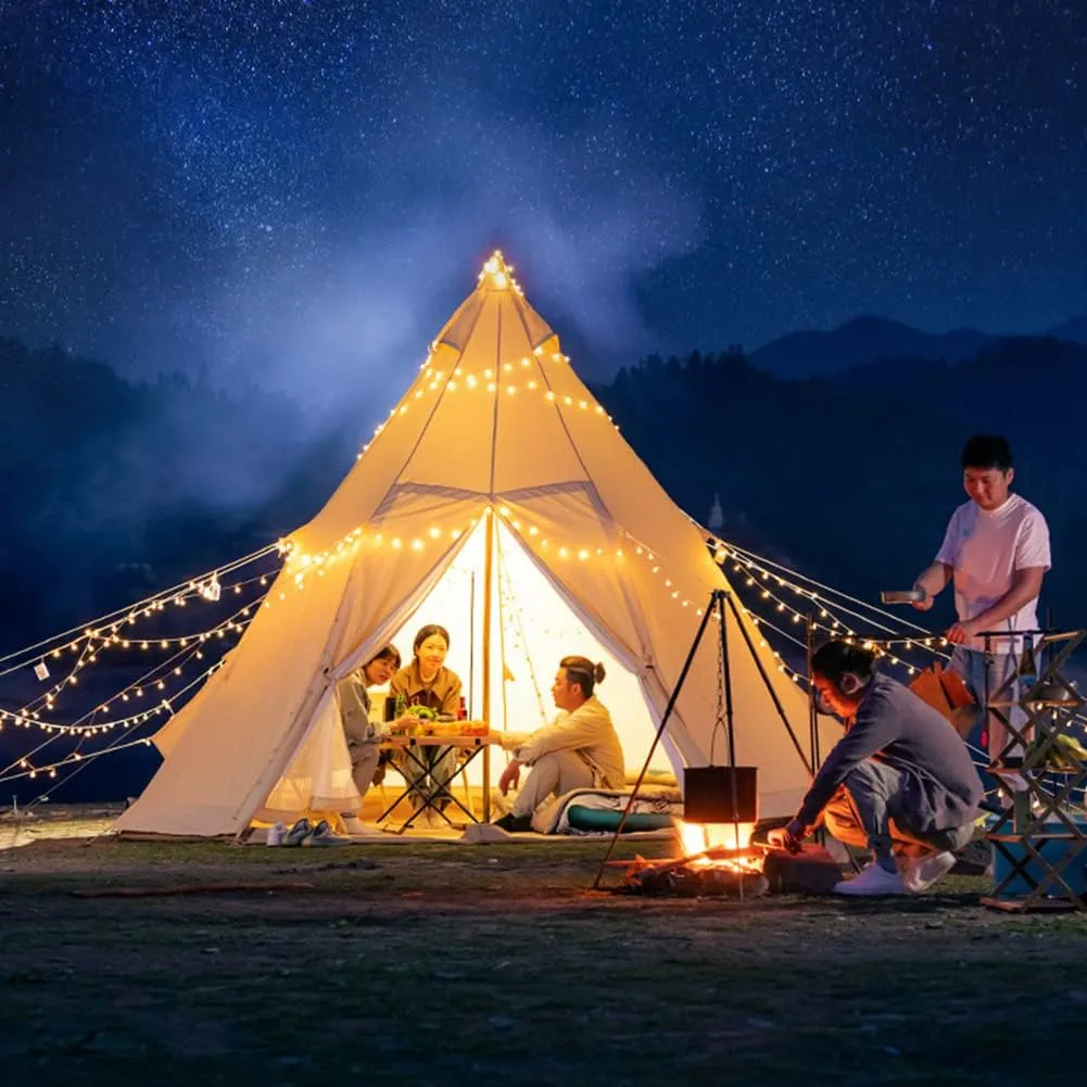 Lightweight Teepee Camping Tent Pyramid Tent for Mountaineering Hiking Camping 5-8 Person Family Camping Teepee Tent (Cotton Cloth 5X5X3.7M) (Oxford Cloth 5X5X3.7M)