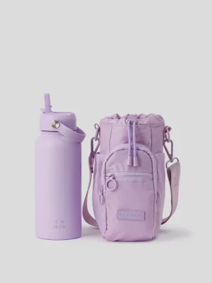 Lilac - Water Bottle Bag & 1 Litre Water Bottle Set