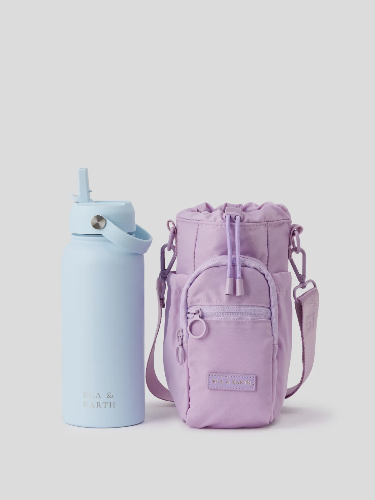 Lilac - Water Bottle Bag & 1 Litre Water Bottle Set