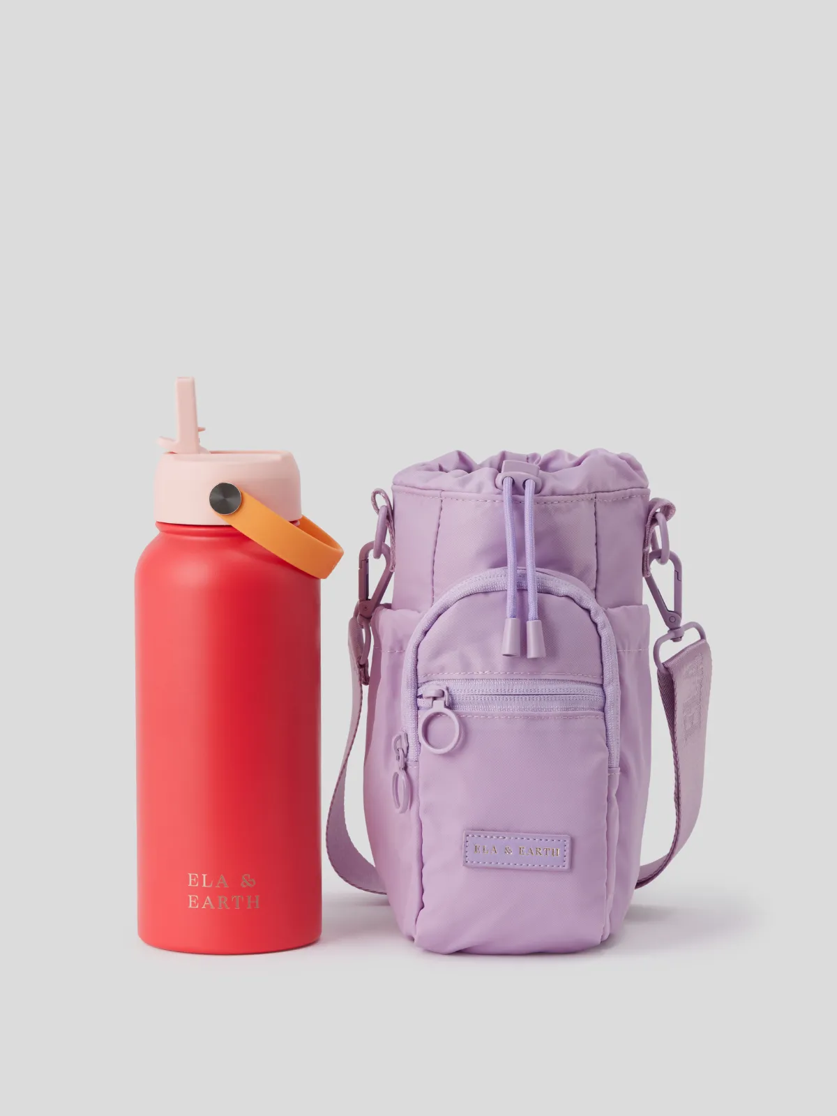 Lilac - Water Bottle Bag & 1 Litre Water Bottle Set