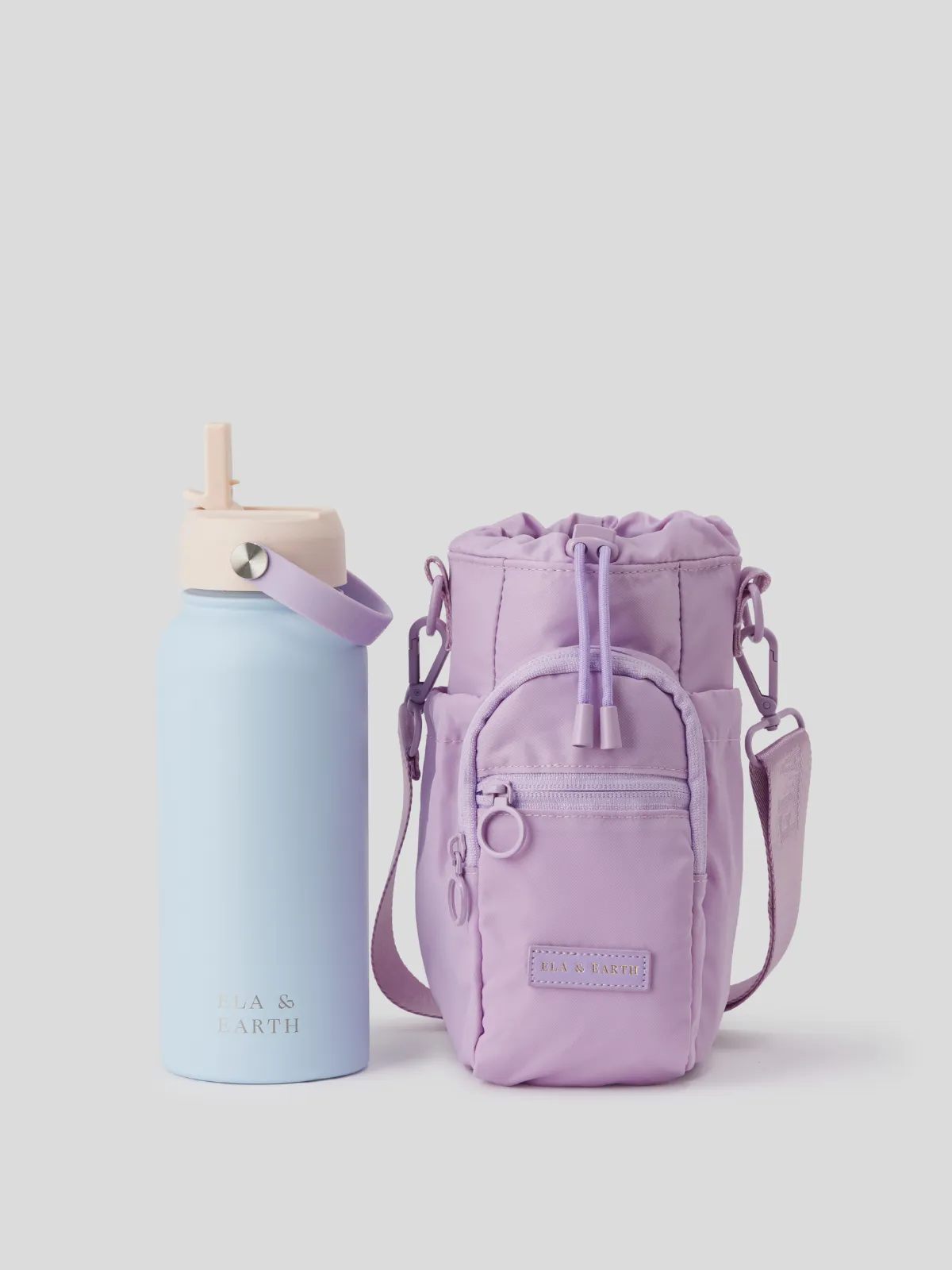 Lilac - Water Bottle Bag & 1 Litre Water Bottle Set