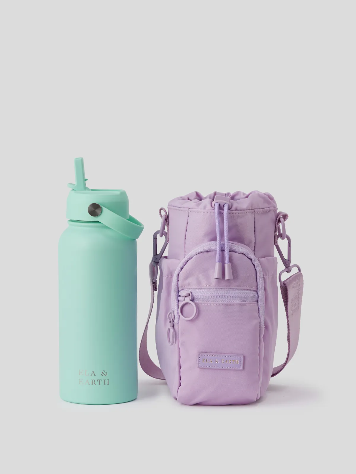 Lilac - Water Bottle Bag & 1 Litre Water Bottle Set