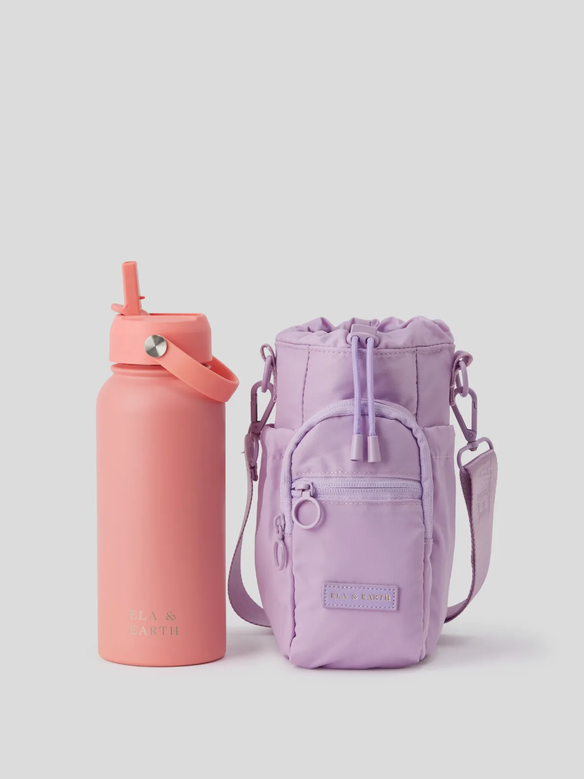 Lilac - Water Bottle Bag & 1 Litre Water Bottle Set