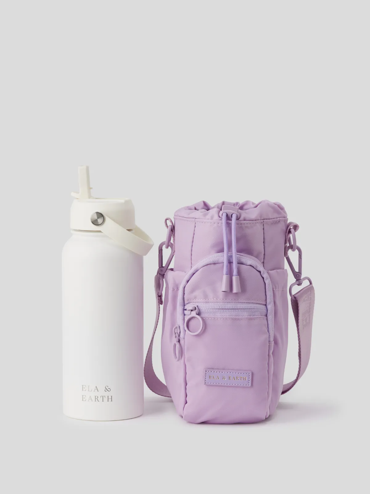Lilac - Water Bottle Bag & 1 Litre Water Bottle Set