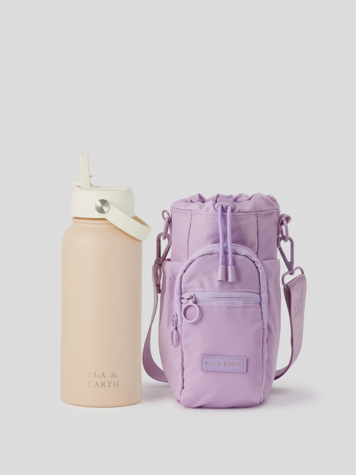 Lilac - Water Bottle Bag & 1 Litre Water Bottle Set