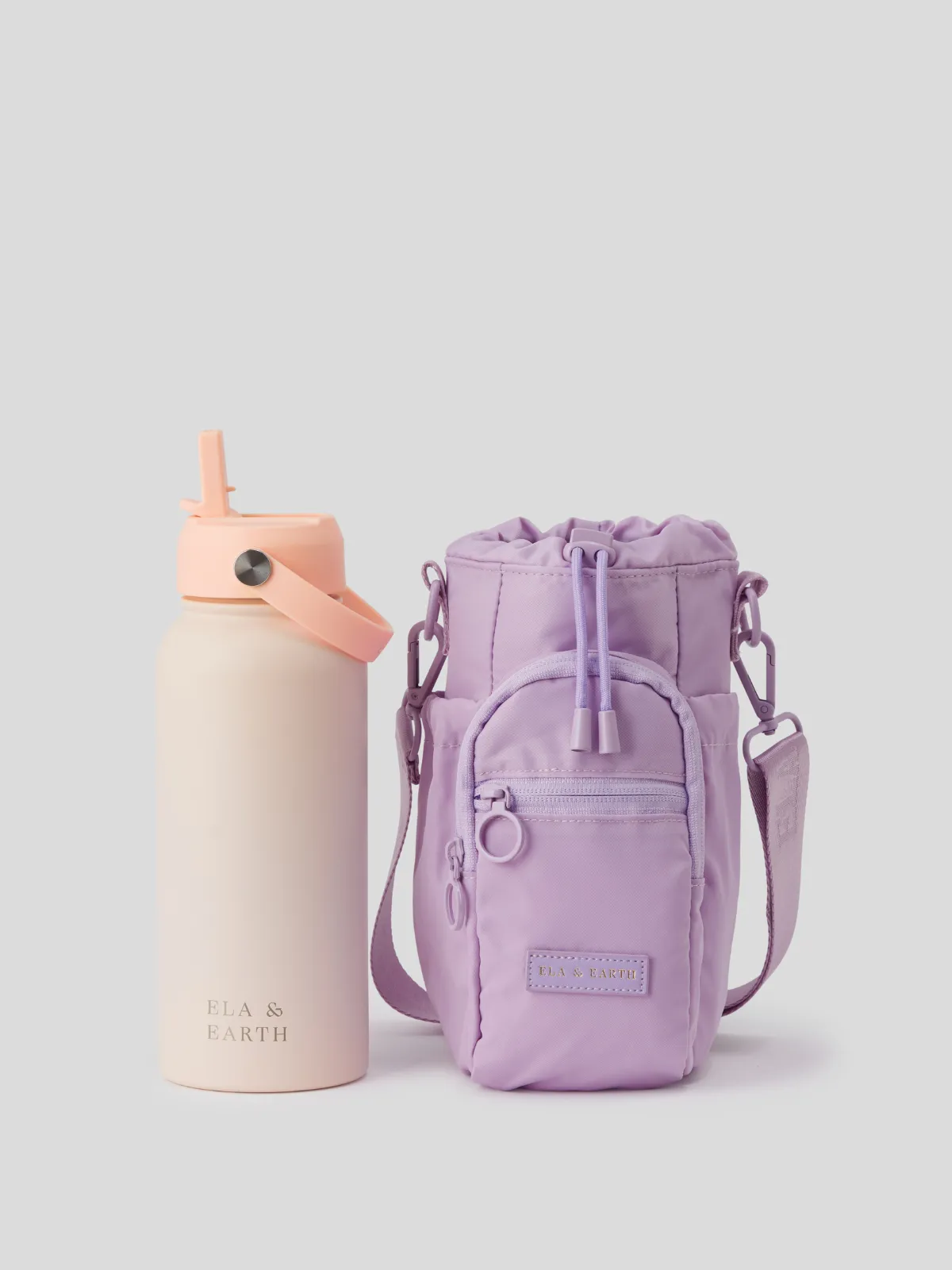 Lilac - Water Bottle Bag & 1 Litre Water Bottle Set