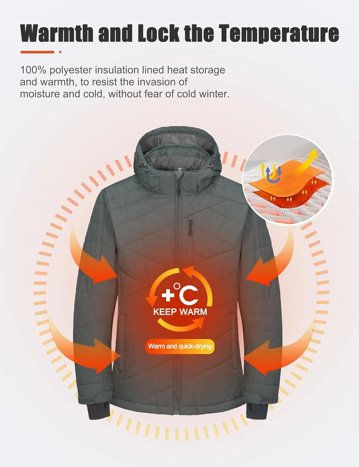 Little Donkey Andy Men's Warm Ski Jacket Water Resistant Insulated Snowboarding Jacket Windproof Winter Snow Coat