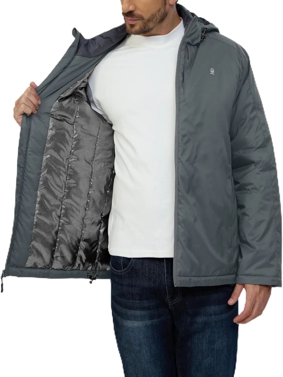 Little Donkey Andy Men's Winter Heat Reflective Jackets Water-Resistant Detachable hooded Insulated Thermal Ski Snow Coat