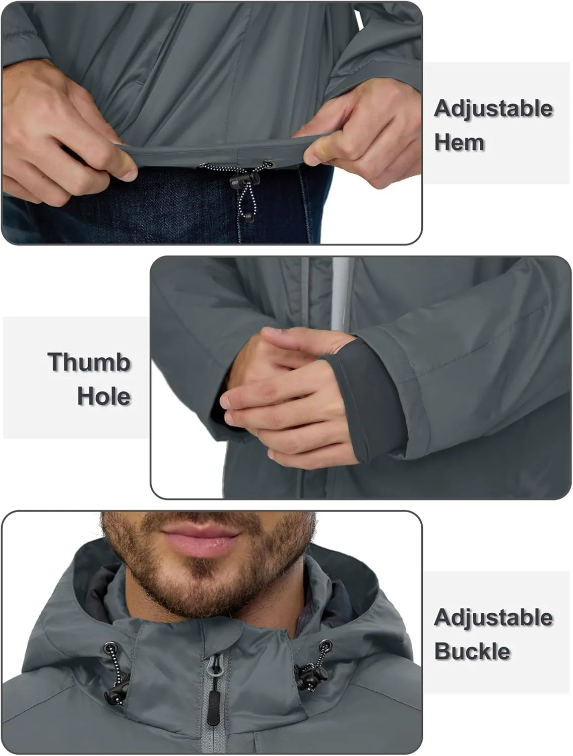 Little Donkey Andy Men's Winter Heat Reflective Jackets Water-Resistant Detachable hooded Insulated Thermal Ski Snow Coat