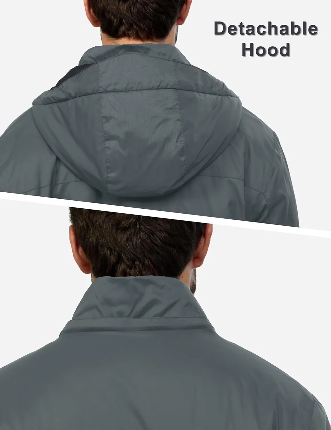 Little Donkey Andy Men's Winter Heat Reflective Jackets Water-Resistant Detachable hooded Insulated Thermal Ski Snow Coat