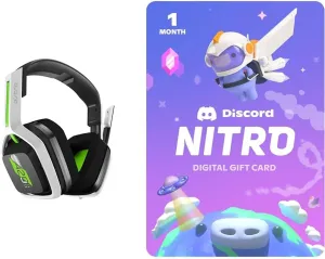 Logitech G Astro A20 Lightspeed Wireless Gaming Headset for Xbox   Discord Nitro 1-Month Subscription Gift Card [Digital Code] Bundle: - White