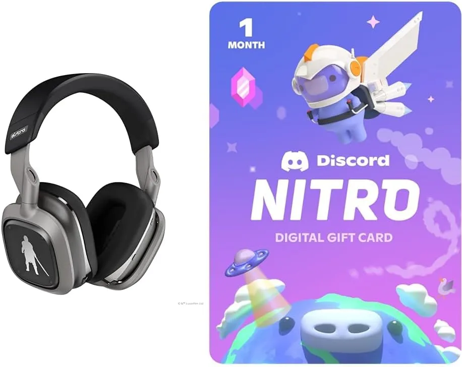 Logitech G Astro A30 Lightspeed Wireless Gaming Headset for Xbox, Nintendo Switch, PC   Discord Nitro 1-Month Subscription Gift Card [Digital Code] : - The Mandalorian Edition