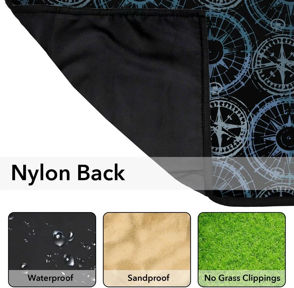 LOGOVISION JQ Licensing - JL-JP Picnic Outdoor Blanket, 50"x60" Compass Pattern 2, Foldable Blanket for Picnic, Beach, Camping, Park, Tailgate