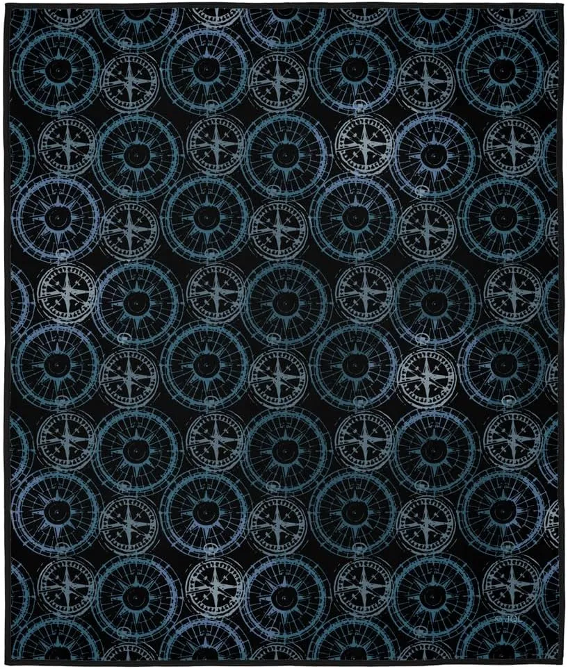 LOGOVISION JQ Licensing - JL-JP Picnic Outdoor Blanket, 50"x60" Compass Pattern 2, Foldable Blanket for Picnic, Beach, Camping, Park, Tailgate