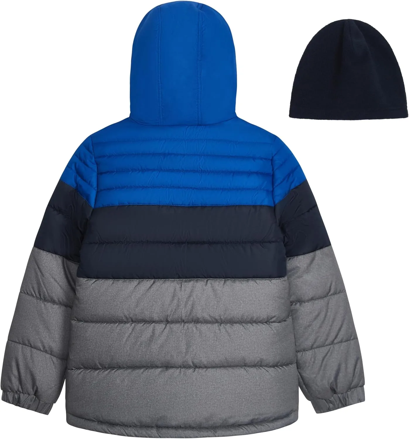 LONDON FOG Boys' Heavyweight Puffer Jacket with Sherpa-Lined Hood & Fleece Beanie