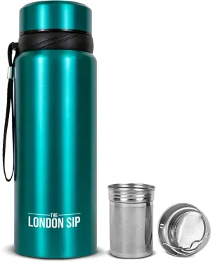 London Sip 25 oz Multi-Purpose Tea Infuser Mug – Fruit Infuser Water Bottle for Hot and Cold – Double Wall Stainless Steel Insulated, Celestial Blue