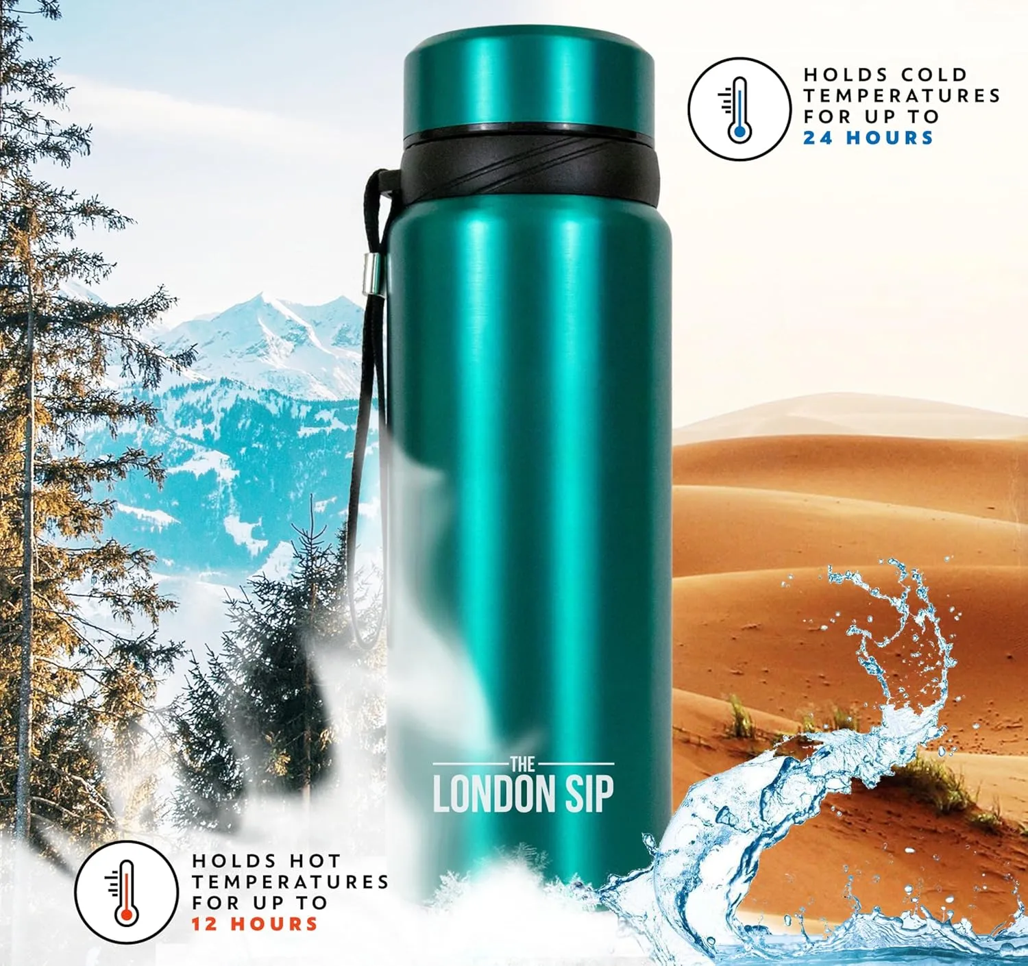 London Sip 25 oz Multi-Purpose Tea Infuser Mug – Fruit Infuser Water Bottle for Hot and Cold – Double Wall Stainless Steel Insulated, Celestial Blue