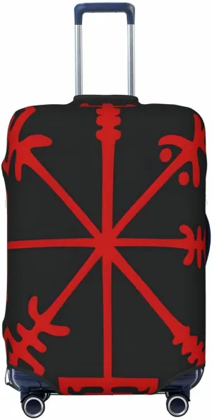 Luggage Cover For Travel Ancient Norse Mythology Warrior Compass– High Elasticity Business Trips 20-28 Inch.