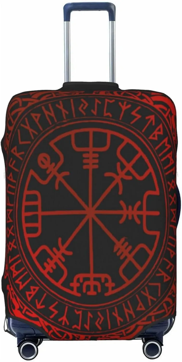 Luggage Cover For Travel Vikings Magical Norse Runes Compass–dustproof Ideal For Travel 20-28 Inch.