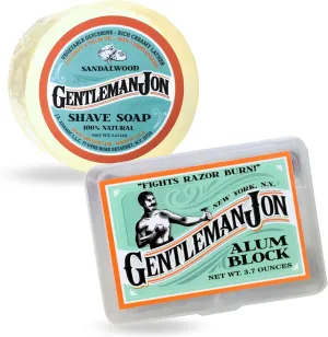 Luxe Shave Kit - Sandalwood Shaving Soap (2.25oz) & Alum Block in Plastic Case (3.7oz) - Ultimate Shaving Solution for Smooth, Soothing, and Razor Burn Relief