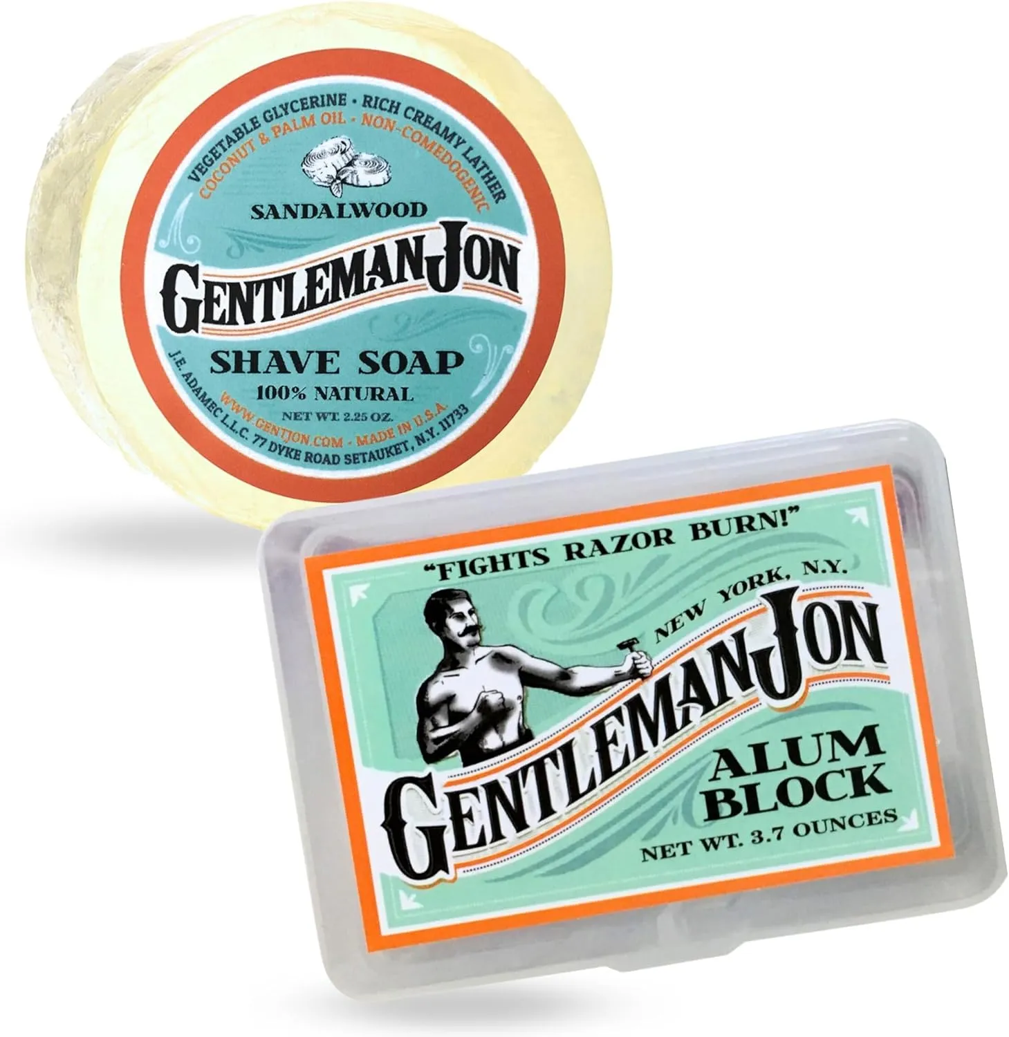 Luxe Shave Kit - Sandalwood Shaving Soap (2.25oz) & Alum Block in Plastic Case (3.7oz) - Ultimate Shaving Solution for Smooth, Soothing, and Razor Burn Relief
