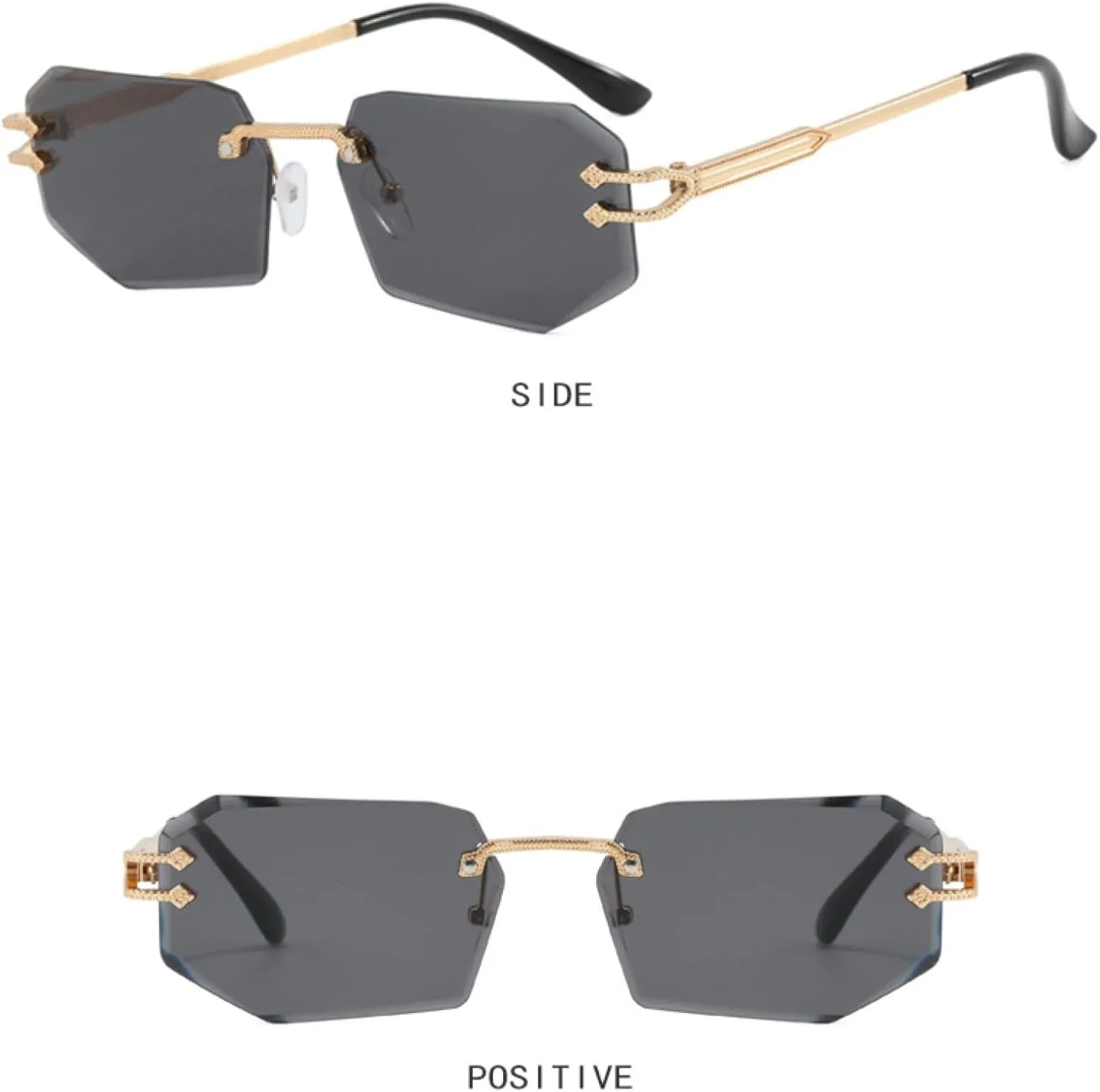 Luxury Oversize Metal Rimless Women's Sunglasses for Traveling and Driving Popular Shades