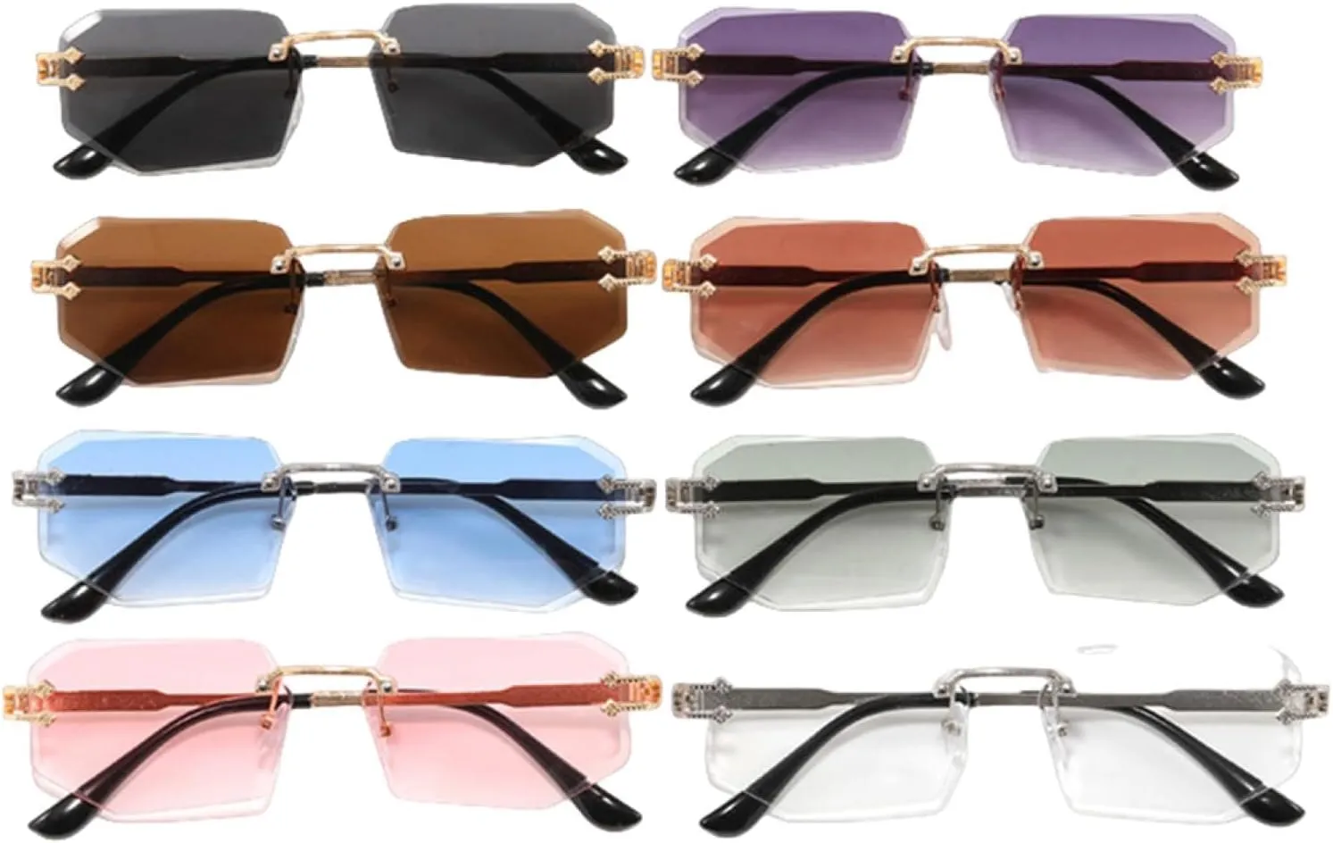 Luxury Oversize Metal Rimless Women's Sunglasses for Traveling and Driving Popular Shades