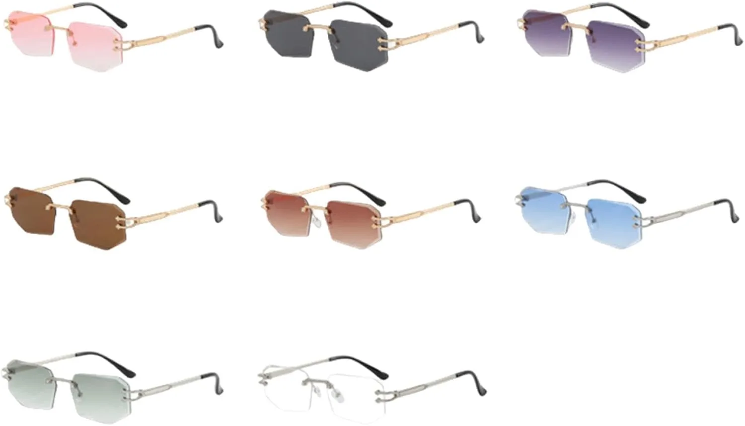 Luxury Oversize Metal Rimless Women's Sunglasses for Traveling and Driving Popular Shades