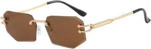 Luxury Oversize Metal Rimless Women's Sunglasses for Traveling and Driving Popular Shades
