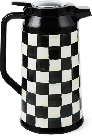 MACKENZIE-CHILDS Coffee Carafe, Stainless-Steel Coffee Carafe for Hot Liquids, 5.5-Cup Capacity, Black-and-White Courtly Check