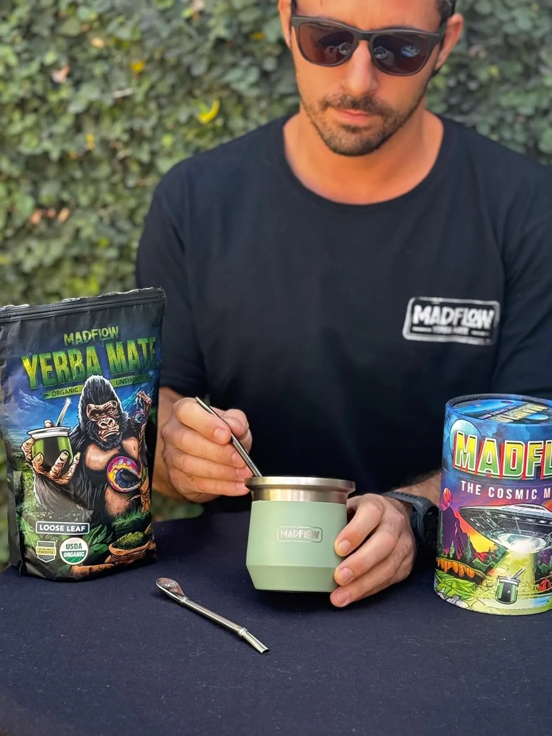 MADFLOW Yerba Mate Cup. Stainless Steel Mate Cup with 2 Bombillas. Double Wall Vacuum Insulated Yerba Mate Gourd. Unique Gourd And Bombilla Set