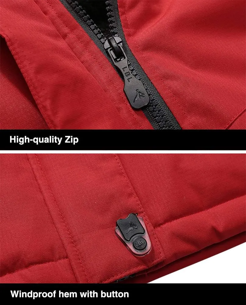 MAGCOMSEN Men's Winter Coats Water Resistant Ski Snow Jacket Warm Fleece Jacket Parka Raincoats With Multi-Pockets